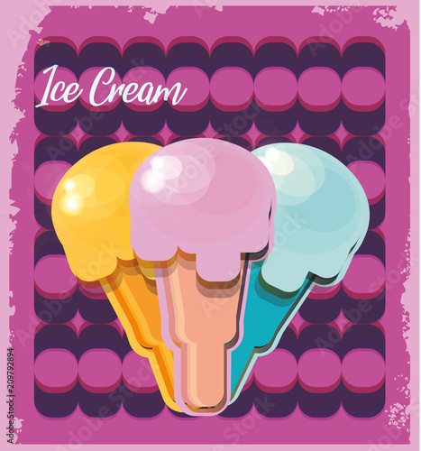 Vintage Ice Cream Poster. Vector illustration.