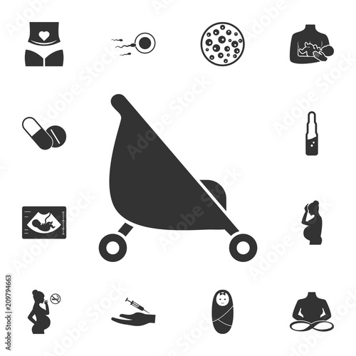 Pram icon. Simple element illustration. Pram symbol design from Pregnancy collection set. Can be used for web and mobile