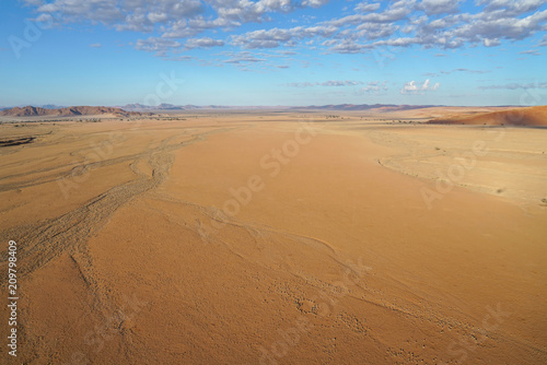 Aerial landscape of dunes and surrounding Sossusvlei Namibia.