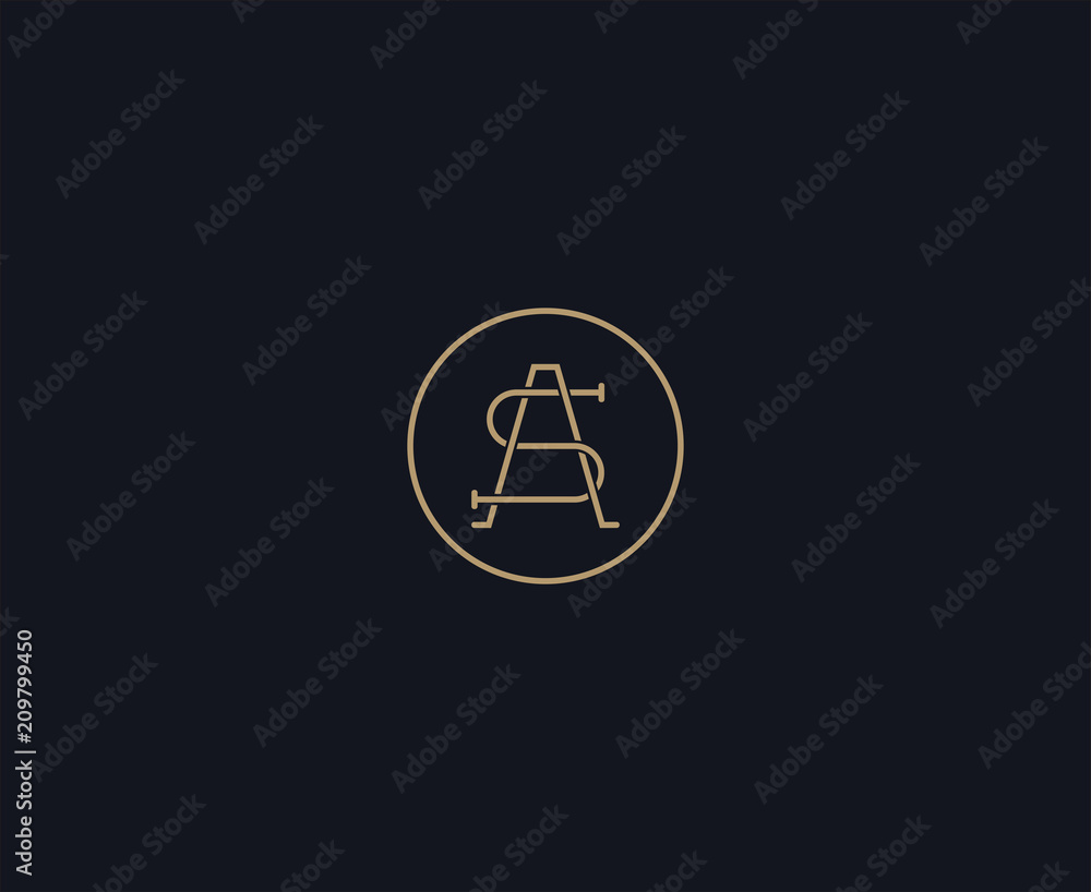 luxury letter AS logo design element luxury letter AS logo design element