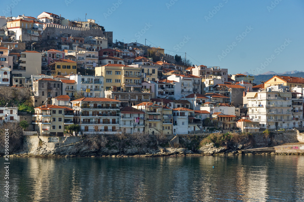 Panoramic view of Aegean sea and olt town of Kavala, East Macedonia and Thrace, Greece Panoramic view of Aegean sea and olt town of Kavala, East Macedonia and Thrace, Greece