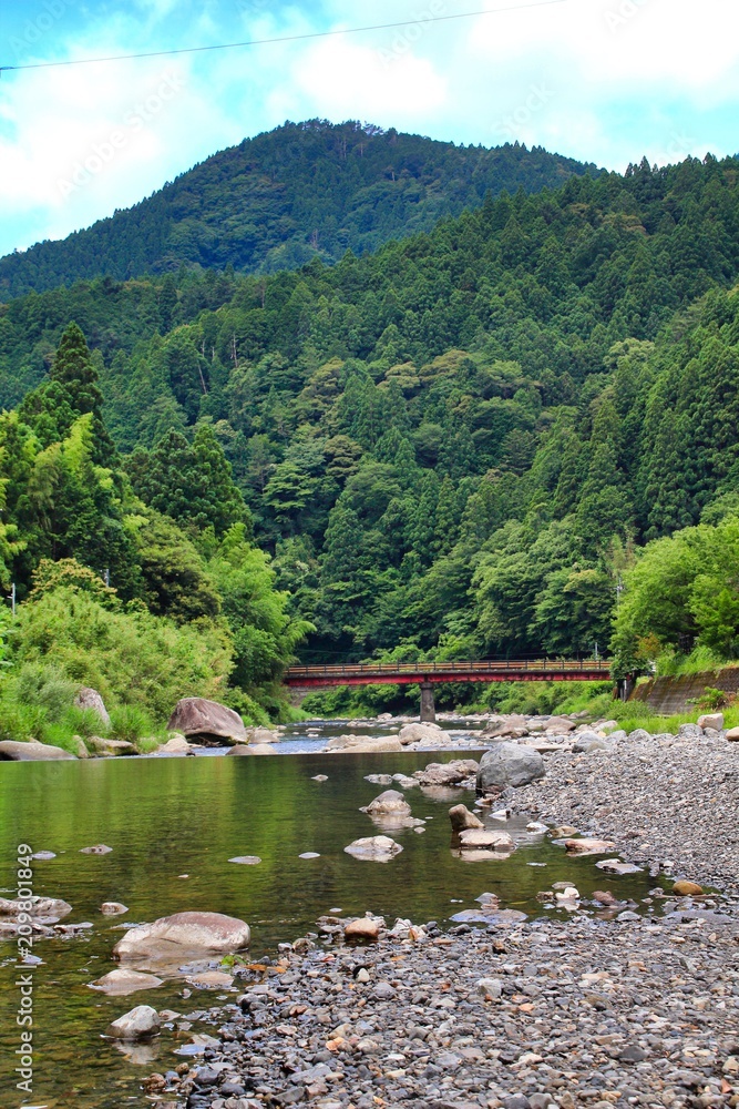 Fototapeta premium 爽やかな山の渓流の風景