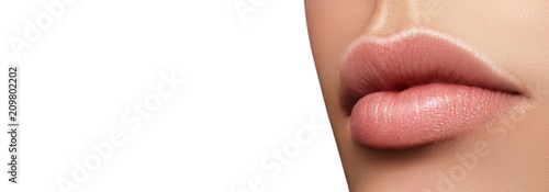 Canvas Print Closeup perfect natural lip makeup