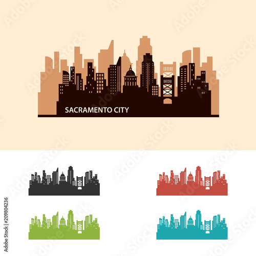 Sacramento City Icon Skyline Logo Vector