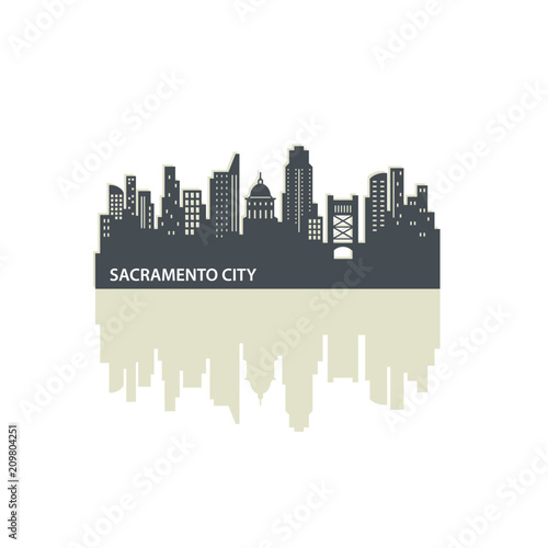 Sacramento City Icon Skyline Logo Vector