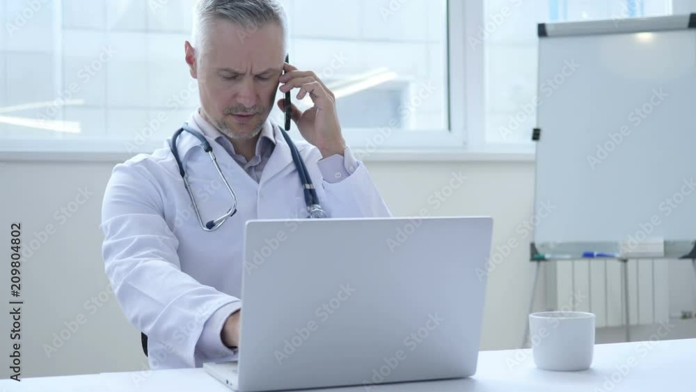 Phone Talk by Doctor at Work Phone Talk by Doctor at Work
