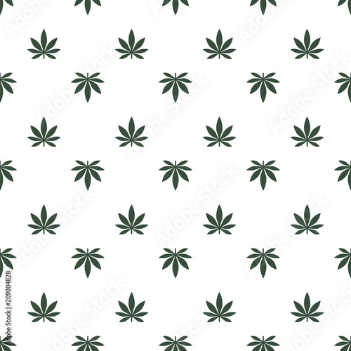 Seamless pattern with marijuana leaf. Cannabis background. Pattern can be used for fabric design, wallpaper, wrapping papers. Isolated vector illustration.