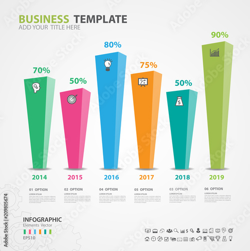 Infographics elements diagram with 6 steps, options, Vector illustration, Rectangular 3d icon, presentation, advertisment, Process chart, business flyer, banner design, web design, timeline, silde photo