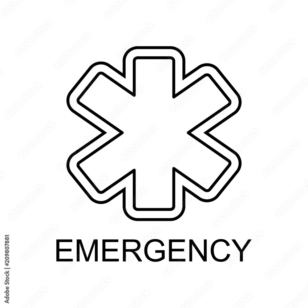 emergency sign line icon. Element of medicine icon with name for mobile concept and web apps. Thin line emergency sign icon can be used for web and mobile emergency sign line icon. Element of medicine icon with name for mobile concept and web apps. Thin line emergency sign icon can be used for web and mobile