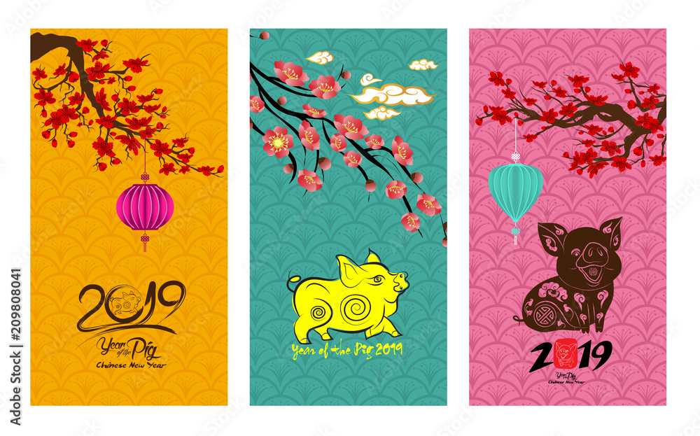 Set banner happy new year greeting card Set banner happy new year greeting card