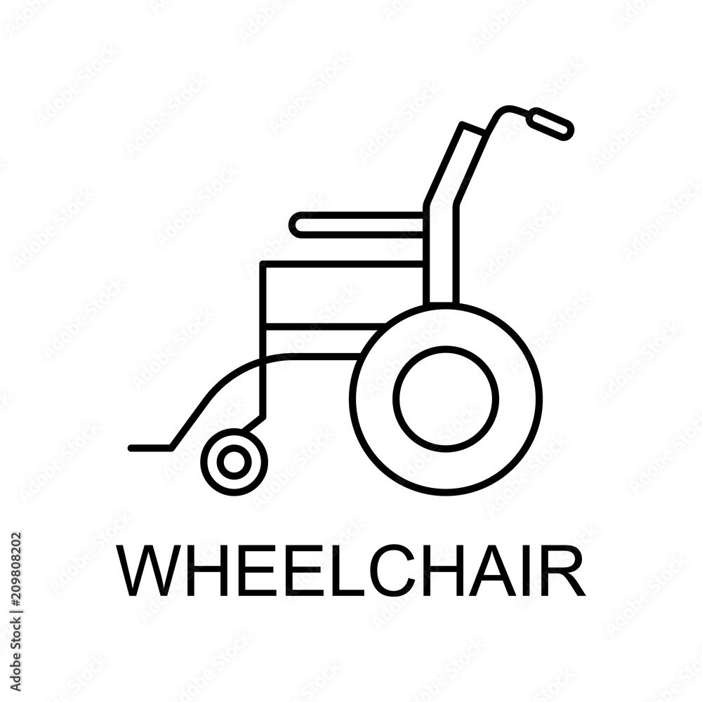 wheelchair line icon. Element of medicine icon with name for mobile concept and web apps. Thin line wheelchair icon can be used for web and mobile wheelchair line icon. Element of medicine icon with name for mobile concept and web apps. Thin line wheelchair icon can be used for web and mobile