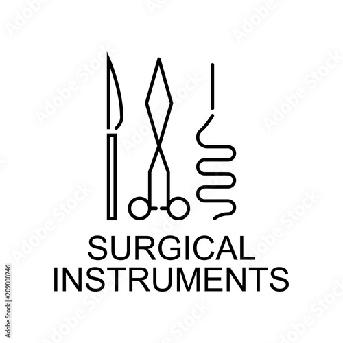 surgical instruments line icon. Element of medicine icon with name for mobile concept and web apps. Thin line surgical instruments icon can be used for web and mobile