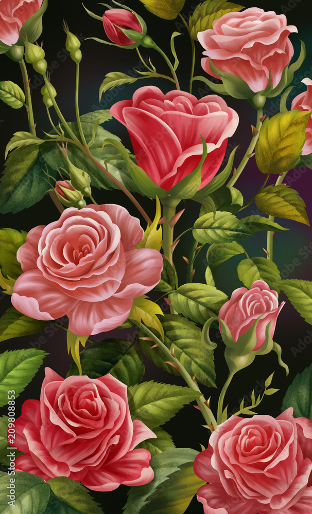 Fl Background Colorful Rose And