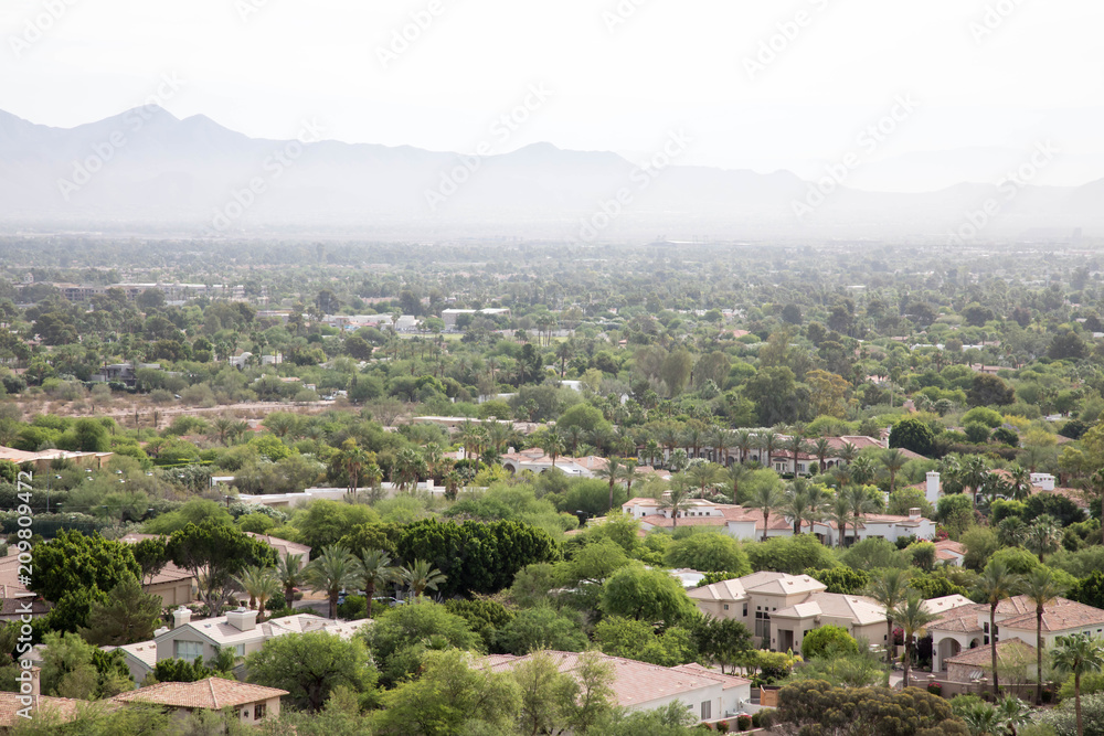 Scottsdale, Arizona with the outline of mountains