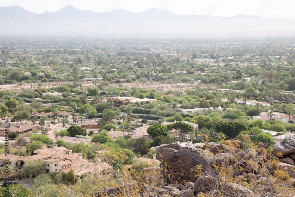 Scottsdale, Arizona with the outline of mountains