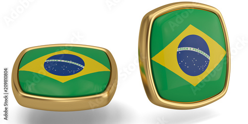 Brazil flag symbol isolated on white background. 3D illustration.