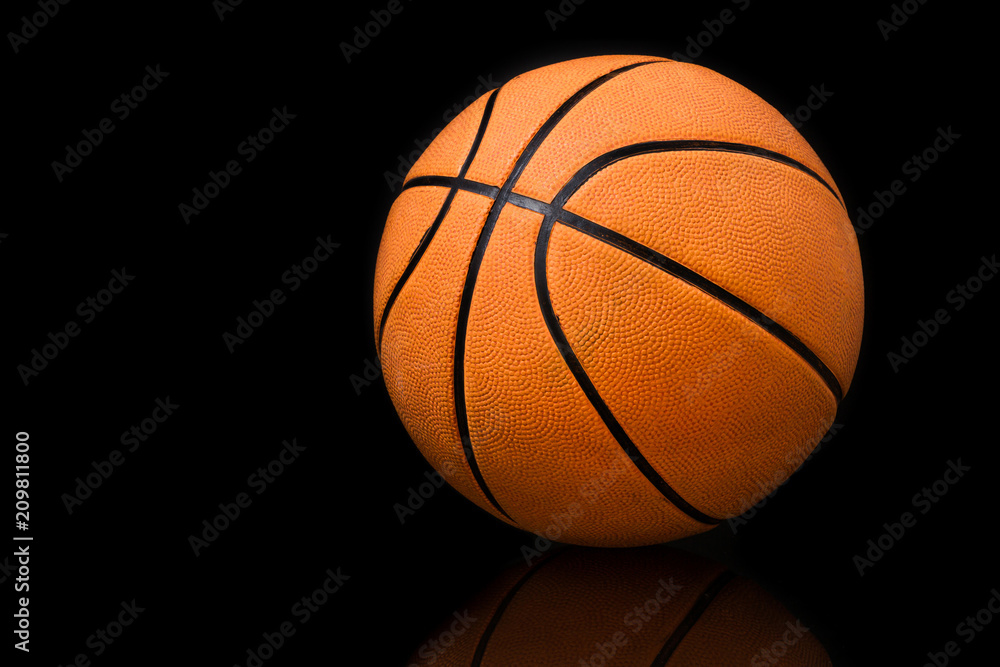 Fototapeta premium Isolated of Basketball on Black Background