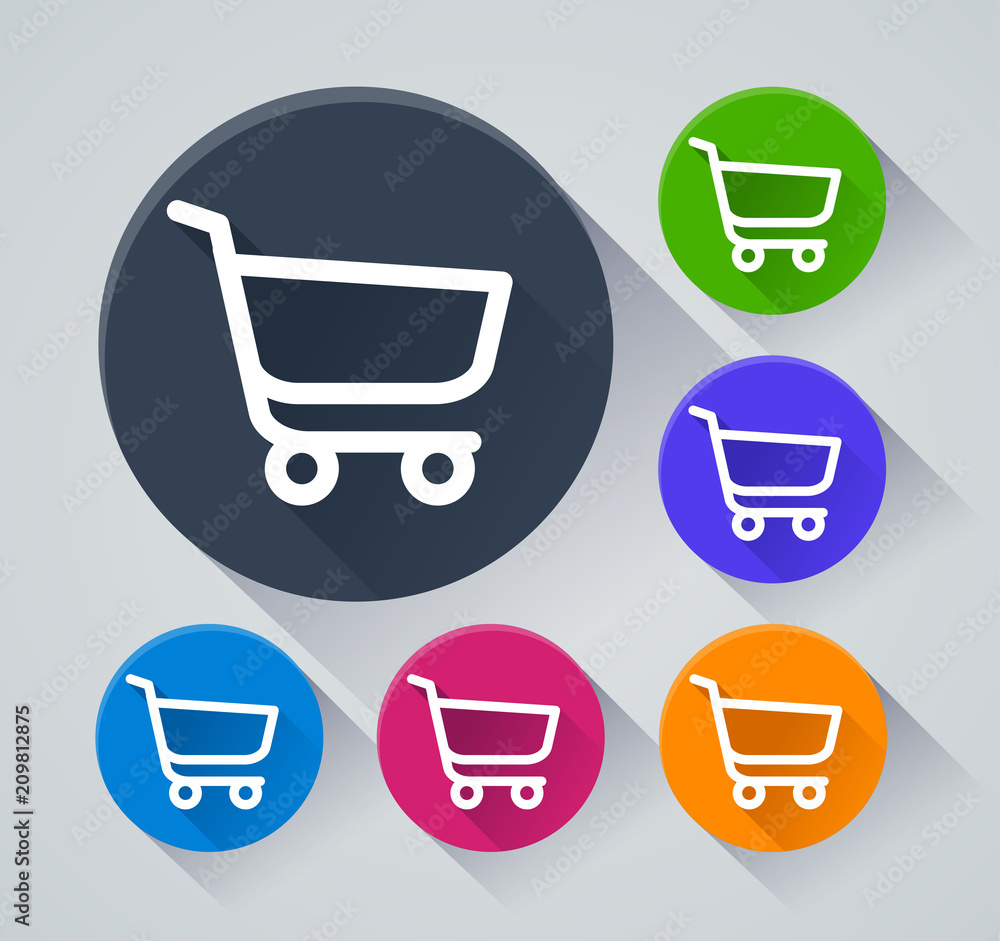 cart circle icons with shadow cart circle icons with shadow
