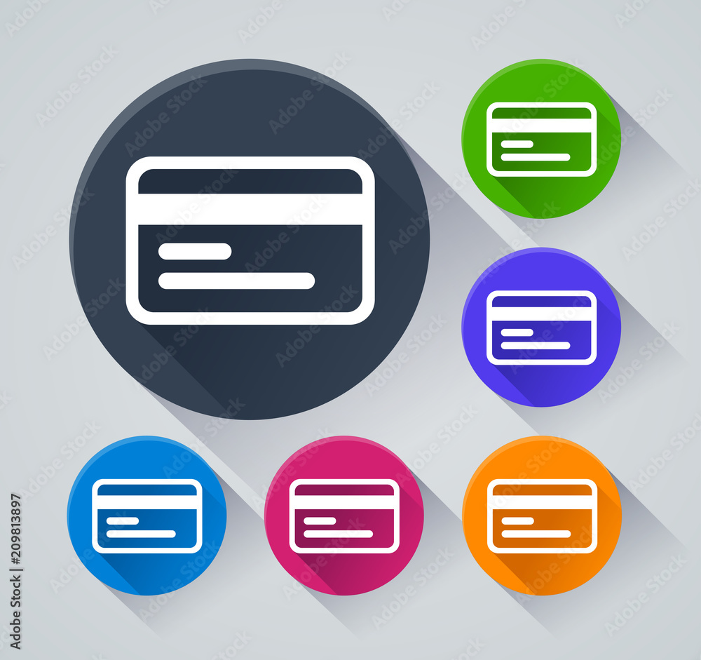 bank card circle icons with shadow bank card circle icons with shadow