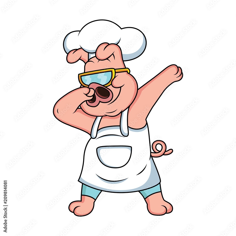 cartoon chef pig is doing dubbing with cool glasses cartoon chef pig is doing dubbing with cool glasses