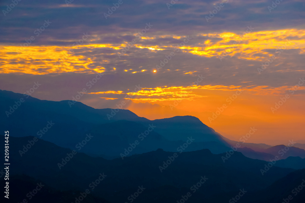 Himalaya mountains in Nepal, view of small village Braga on Annapurna circuit