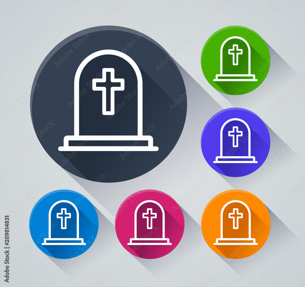 tombstone circle icons with shadow tombstone circle icons with shadow