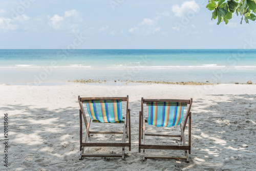 Colorful wooden beach chairs