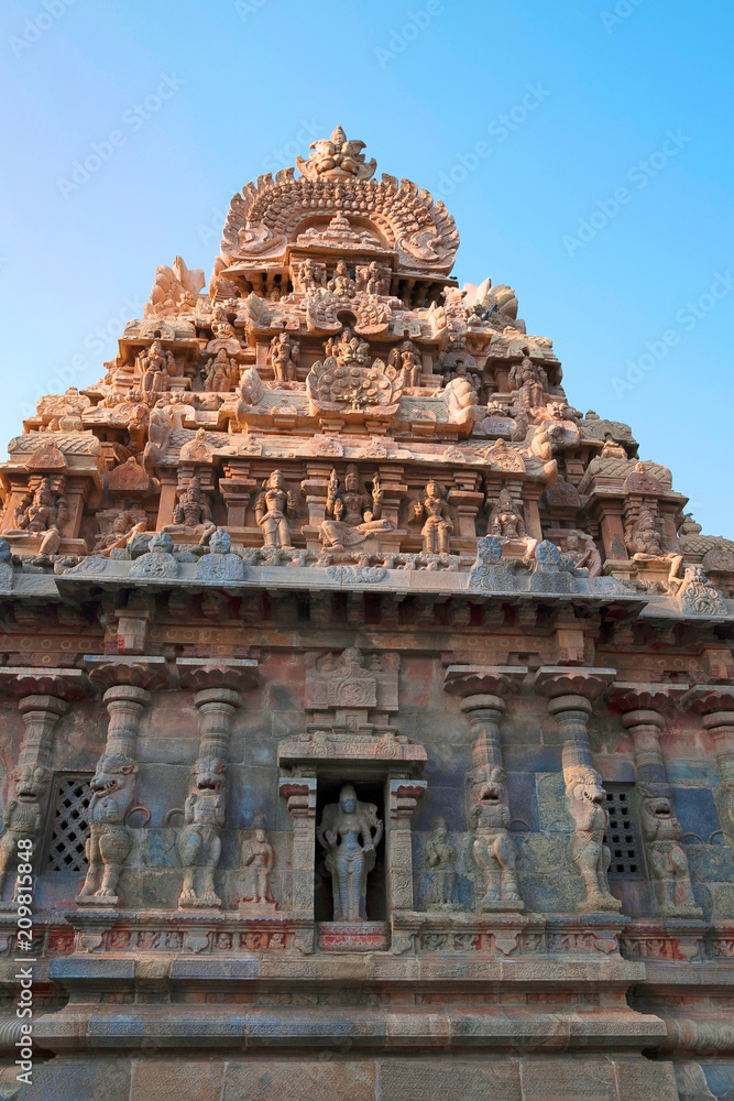 Deivanayaki Amman shrine, adjacent to Airavatesvara Temple, Darasuram, Tamil Nadu. View from West.