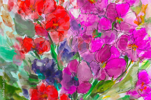 Fototapeta Naklejka Na Ścianę i Meble -  texture oil painting flowers, painting vivid flowers, flora