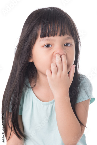 Close-up portrait of a child off his nose