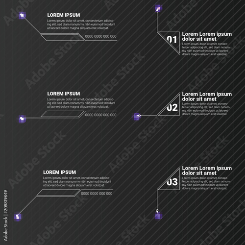 Digital callouts titles. Set of templates for modern banners of lower third for presentation. Design of titles bar for infographics, advertising, video production. Vector technology design.