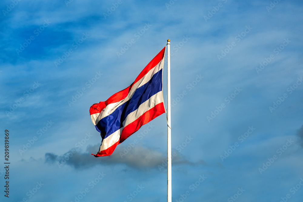  Thai flag on the sky background
