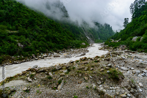 Teesta River Flowing Through Mountain Valley