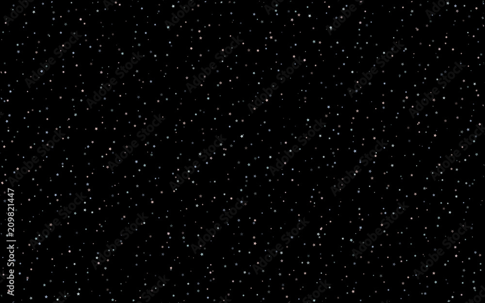 Transparent little stars of different colors on a dark background. The pattern of the night sky. Vector illustration 