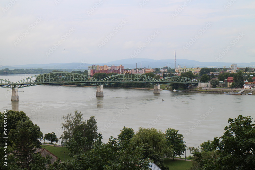 Maria Valeria bridge between Hungary and Slovakia, Danube river, Esztergom/Ostrihom, Hungary