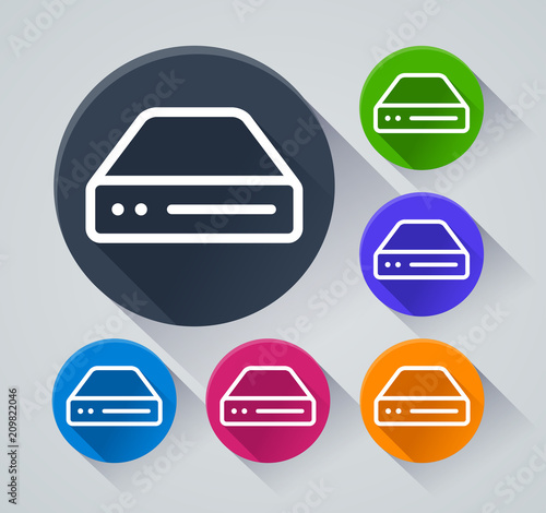 hdd circle icons with shadow