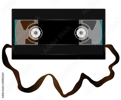 Black Unspooling Video Cassette