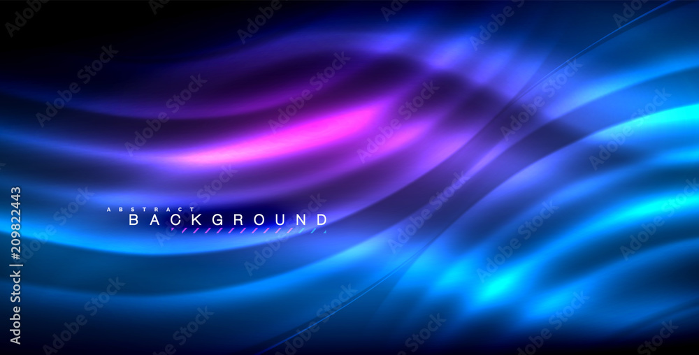 Neon glowing wave, magic energy and light motion background Neon glowing wave, magic energy and light motion background