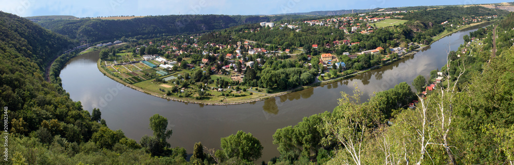 Panoramatic view from hill Rivnac to Vltava meander