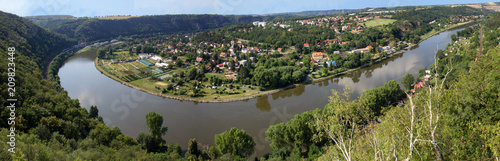 Panoramatic view from hill Rivnac to Vltava meander