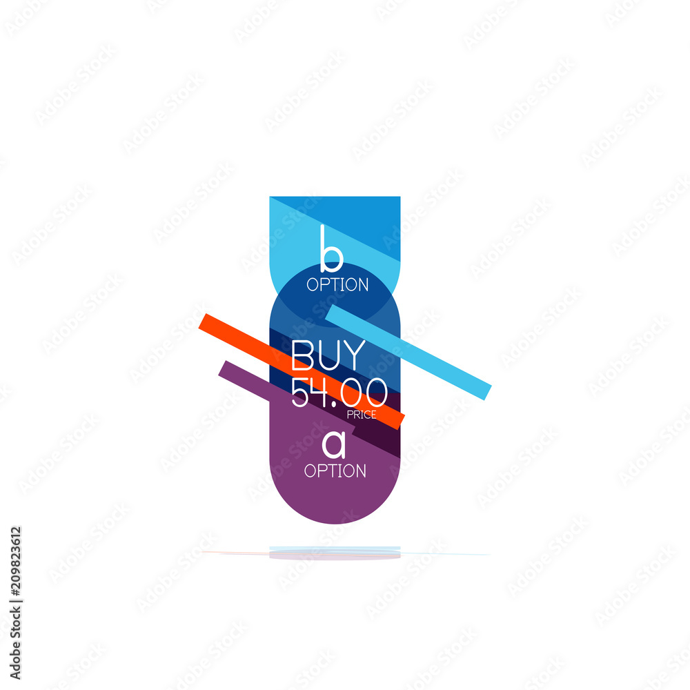 Minimal flat clean abstract option step infographic design element, geometric shapes - round squares, circles and lines layout with sample text Minimal flat clean abstract option step infographic design element, geometric shapes - round squares, circles and lines layout with sample text