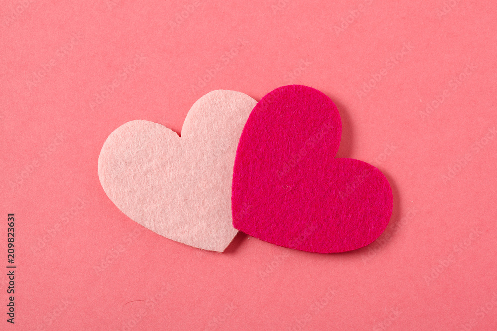 Fototapeta premium Red heart on color background. minimal concept.