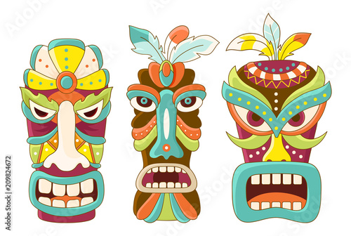 Set of tiki tribal mask