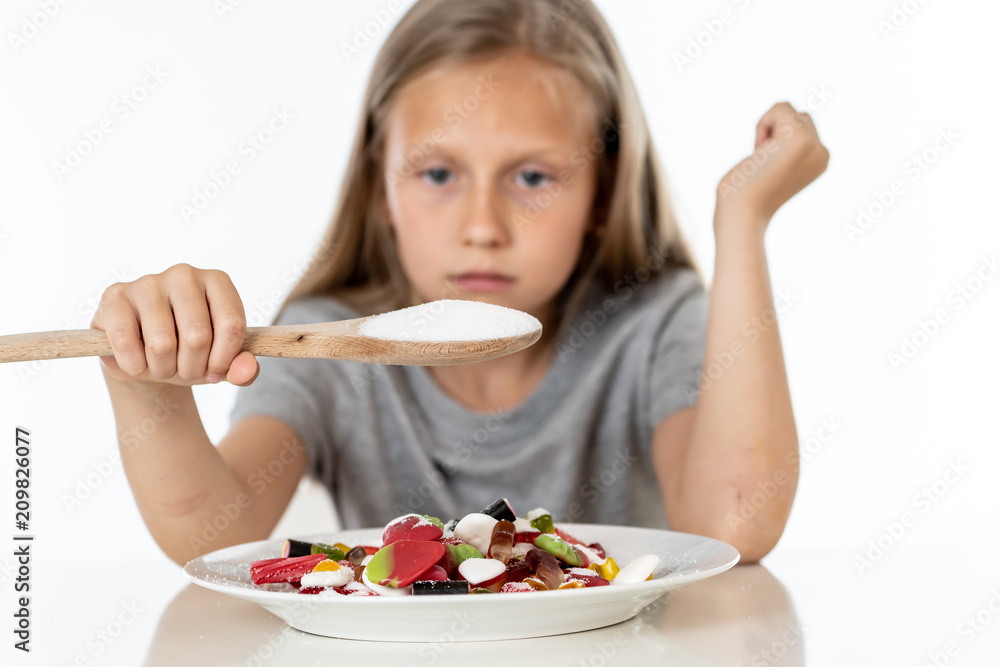 sad young girl feeling stressed about the amount of sugar in all foods sad young girl feeling stressed about the amount of sugar in all foods
