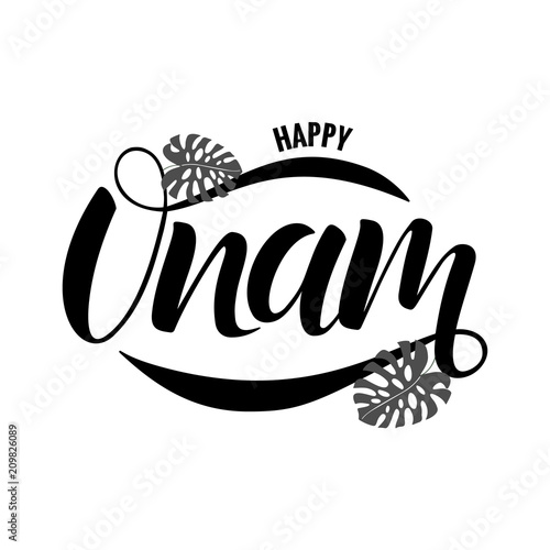 Happy Onam festival typography lettering