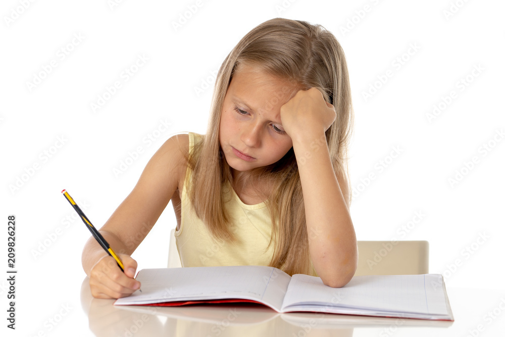 young school student girl looking unhappy and tired in education concept young school student girl looking unhappy and tired in education concept