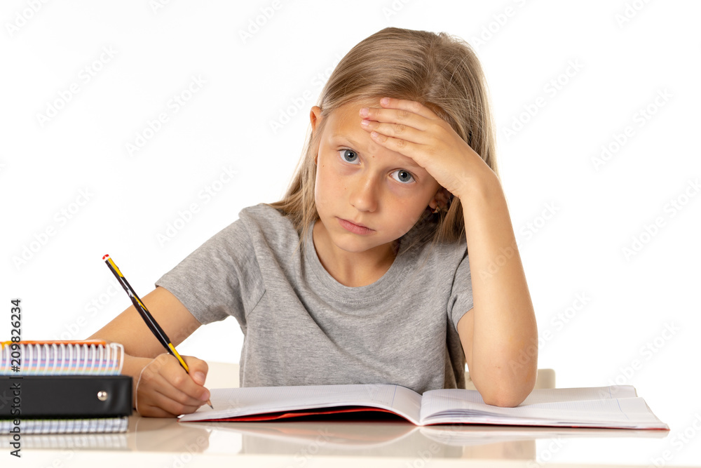 young school student girl looking unhappy and tired in education concept young school student girl looking unhappy and tired in education concept