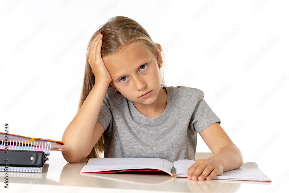 young school student girl looking unhappy and tired in education concept young school student girl looking unhappy and tired in education concept
