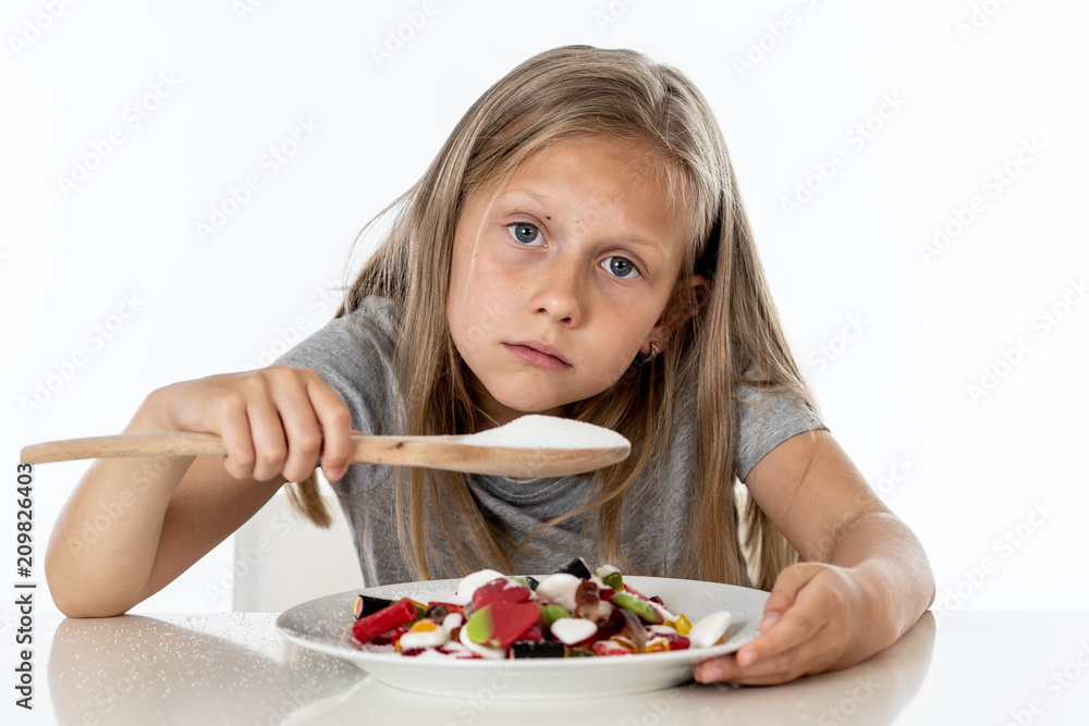 sad young girl feeling stressed about the amount of sugar in all foods sad young girl feeling stressed about the amount of sugar in all foods