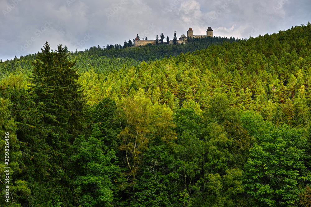 Medieval castle Kasperk in the National park Sumava, Czech republic.
